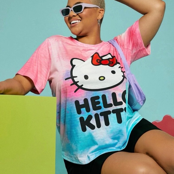 🎀 1X-4X Women’s SHEIN x Hello Kitty Tie-Dye Graphic Tee - Picture 4 of 8